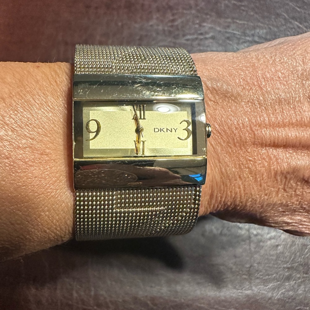 DKNY wide mesh band watch